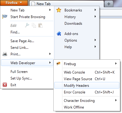 Application menu of Firefox 4 on Windows